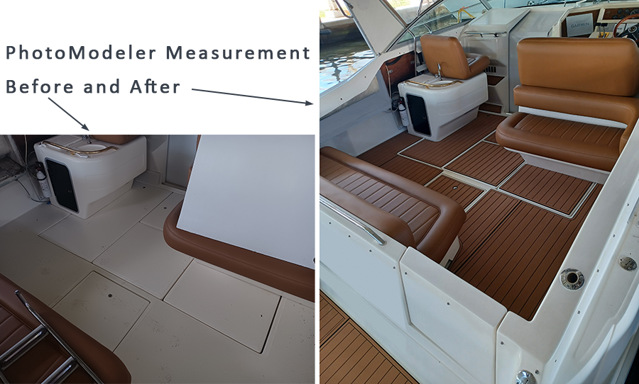 Before and after PhotoModeler marine deck measurement